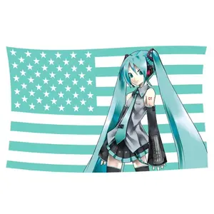 Hatsune Miku Vocaloid Anime Print Tapestry - Lightweight Wall Banner, Home Decor for Aesthetic Rooms & Dorms
