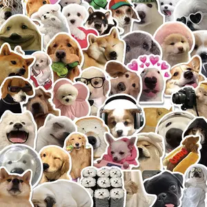 Cute Dog Pattern Sticker (50pcs), Self Adhesive Decorative Sticker, DIY Decals for Water Bottle, Laptop, Phone Case, Scrapbooking, Journal Making, Screen Protector, Accessories