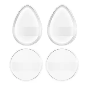 4 Pcs Clear Jelly Silicone Makeup Sponge Non-Absorbent Foundation Blending Puff