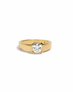 Sami Jewels Square Ring, Bezel  Ring, Sterling Silver Dome Ring, Chunky Square Gold Women's Rings, Gold Square Signet Rings, Statement Jewelry, Trendy Statement