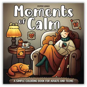 Moments of Calm Simple Coloring Book for Adults and Teens: Cozy & Relaxing Hygge Valentines day inspired Acrylic Marker Pens Acrylic Brush Marker Mood Calming Stickers Durable Drawing Pad