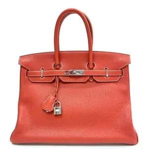 Pre-owned HERMÈS Birkin 30 Orange Red Togo Leather Base Length 30 Serial N23118589