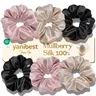 YANIBEST Women's 6-Pack 22 Momme 100% Mulberry Silk Scrunchies - Plain, Secure Hold, No-Damage, Hand-Wash-Safe Silk Hair Ties for Daily, Athletic Use, All Hair Types Classic Wavy Gift Set