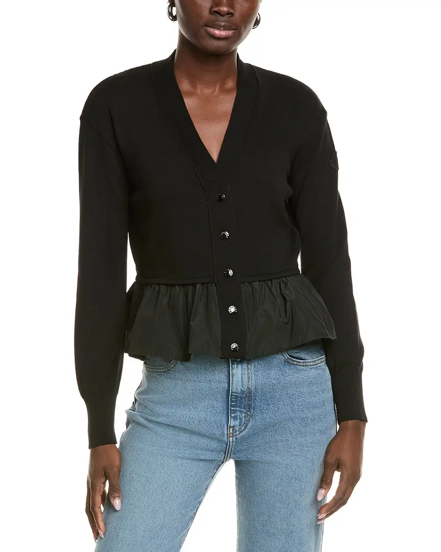 Moncler Peplum Cashmere & Silk-Blend Cardigan