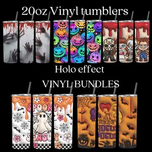 Halloween Halo Vinyl Tumbler 20oz Wraps - -Ready to apply Vinyl -No heat needed . 5 piece bundle