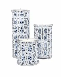 Coastal Rhythm Wrap Set for Wrap A Candle Bases | Blue & White Coastal Design | Reusable Candle Wraps
