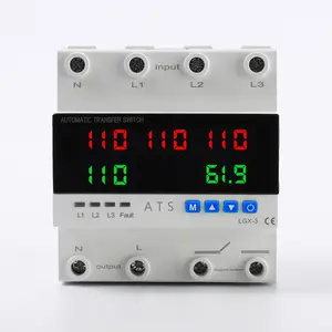 4P Automatic Transfer  with LCD Display, 63A Triple Power ATS with 5 Display for Real-Time  & Current  (Input/Output), Automatic Changeover for Utility/Generator/Solar