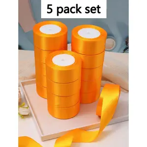 5 Pack Satin Ribbons 4cm x 22.5m Dusty Purple for DIY Rose Flower Materials Cake Decorations Gift Packaging Weddings Parties Bows Festivals Valentine's Day Bouquet Wrapper gifts decoraciones de fin de año 2026 valentine's day decor