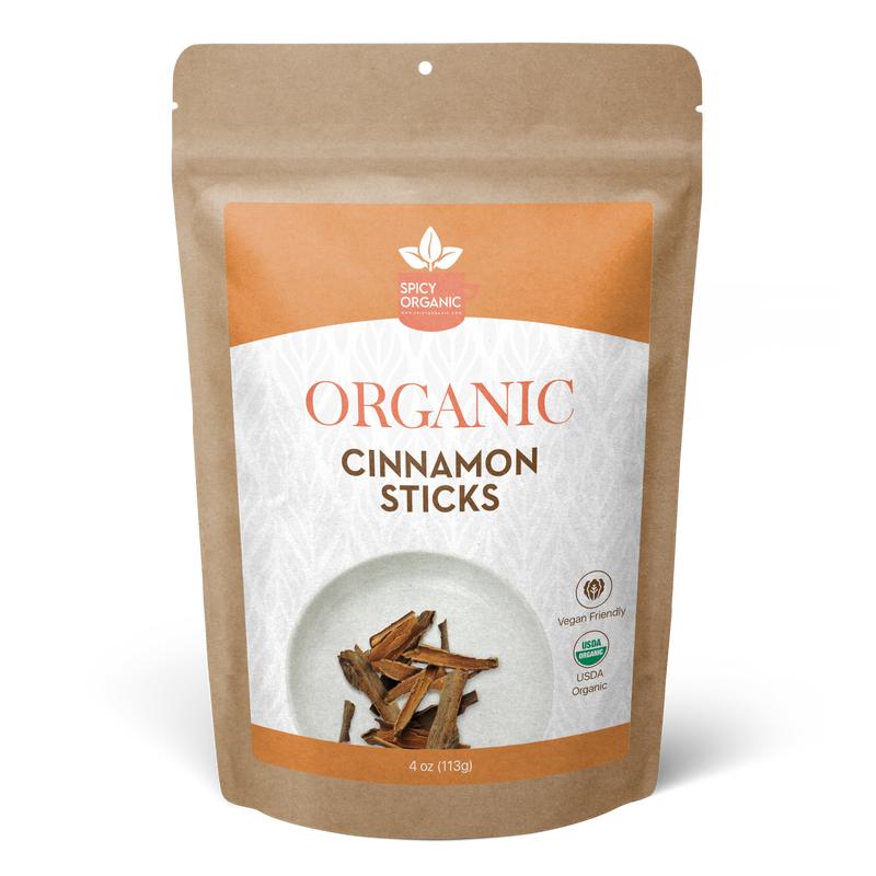 SPICY ORGANIC Cinnamon Sticks - 100% USDA Certified Organic - With Strong Aroma, Ideal For Cooking & Baking Flavor Spice