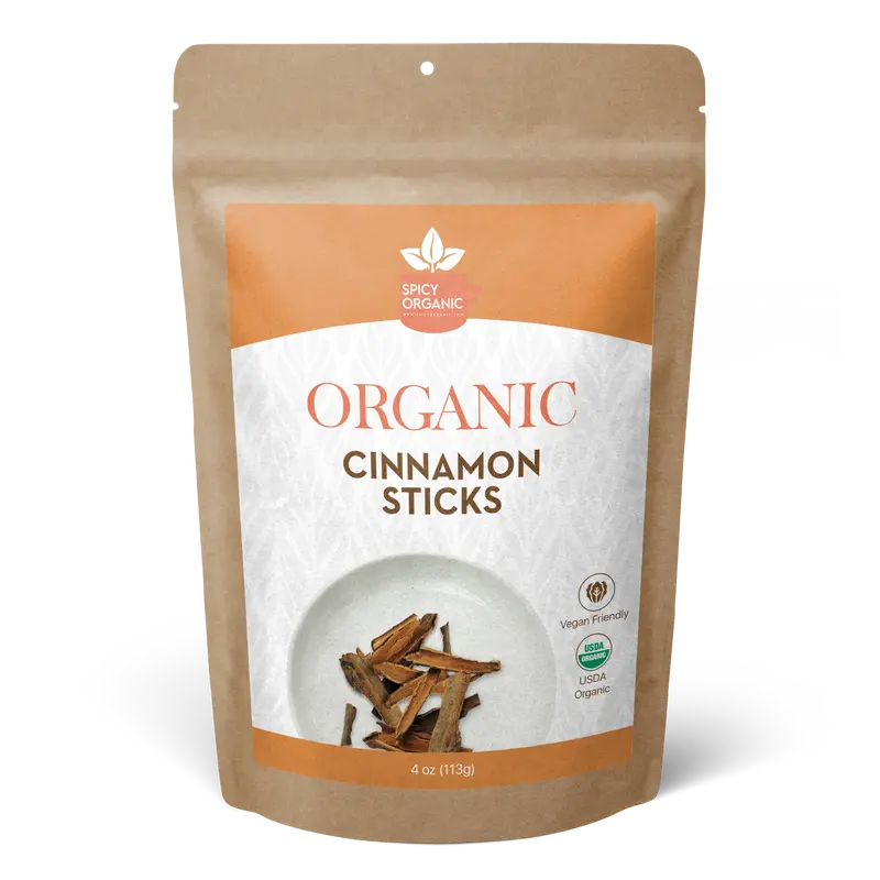 SPICY ORGANIC Cinnamon Sticks - 100% USDA Certified Organic - With Strong Aroma, Ideal For Cooking & Baking Flavor Spice