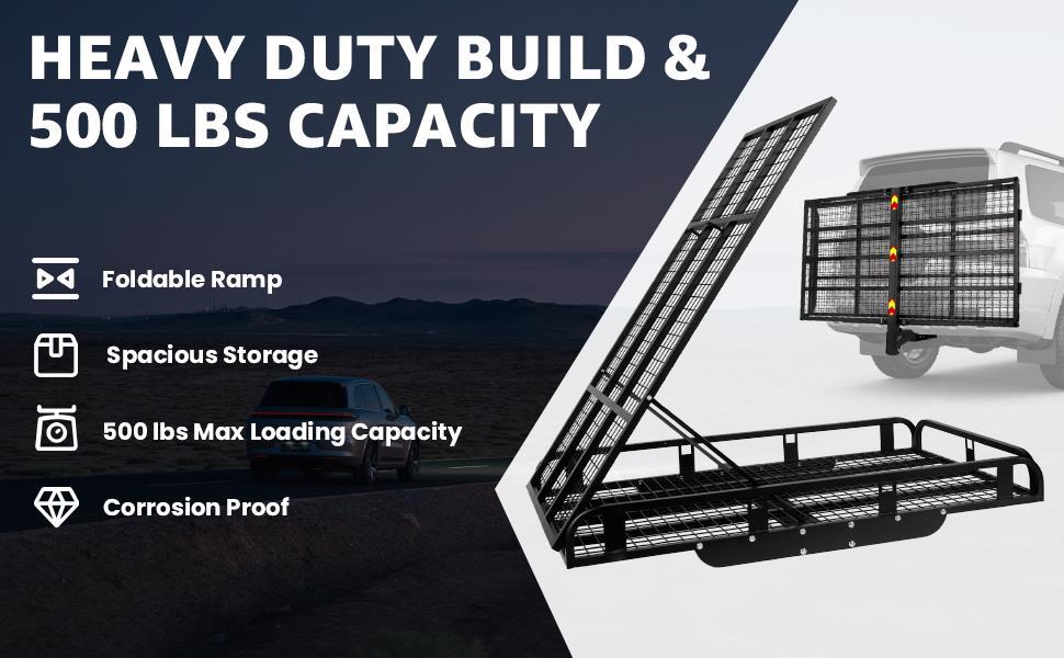 55"x34"x9" Trailer Hitch Cargo Carrier, 1000LBS Hitch Cargo Carrier with Ramp, Folding Mobility Scooter Carrier, Heavy Duty Aluminum Alloy Cargo Carrier, 2" Receiver for SUV, Truck, Van, Car 55"x34"x9" Trailer Hitch Cargo Carrier, 1000LBS Hitch Cargo Carrier with Ramp, Folding Mobility Scooter Carrier, Heavy Duty Aluminum Alloy Cargo Carrier, 2" Receiver for SUV, Truck, Van, Car