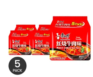 Master Kong (Kang Shi Fu) Braised Beef Flavor Soup Instant Noodle - Authentic Taste 3.73oz 5packs