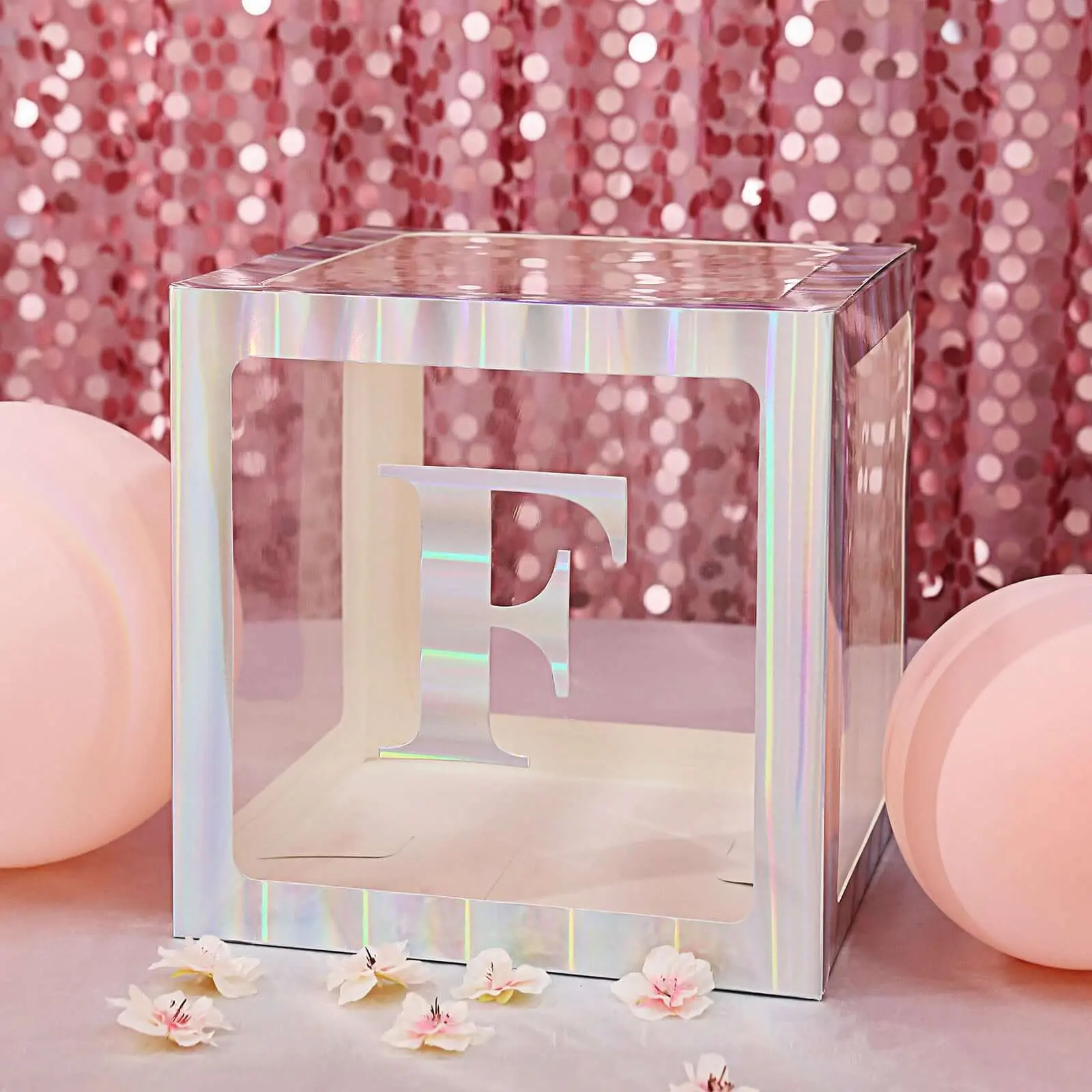 5" Custom Alphabet "F" Design Iridescent Stick-On Letters, 4-Pack Holographic Decor Banner Stickers for DIY Scrapbooking & Stamping