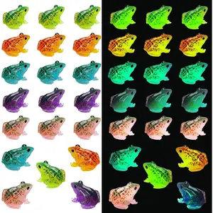 Luminous Mini Frog Figurines, 40-Count Artificial Terrarium Garden Miniatures (0.98x0.98 in), Garden Home Decor for Moss Landscapes, DIY Craft Ornament Accessories, Luminous Mini Frogs