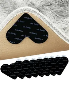 LMMAKE Rug Grippers for Hardwood Floors 4Pcs Anti-Slip Corner Stickers & Rug Tape No Curling No Residue Floor Safe Reusable Pads for Tile Marble & Bathroom