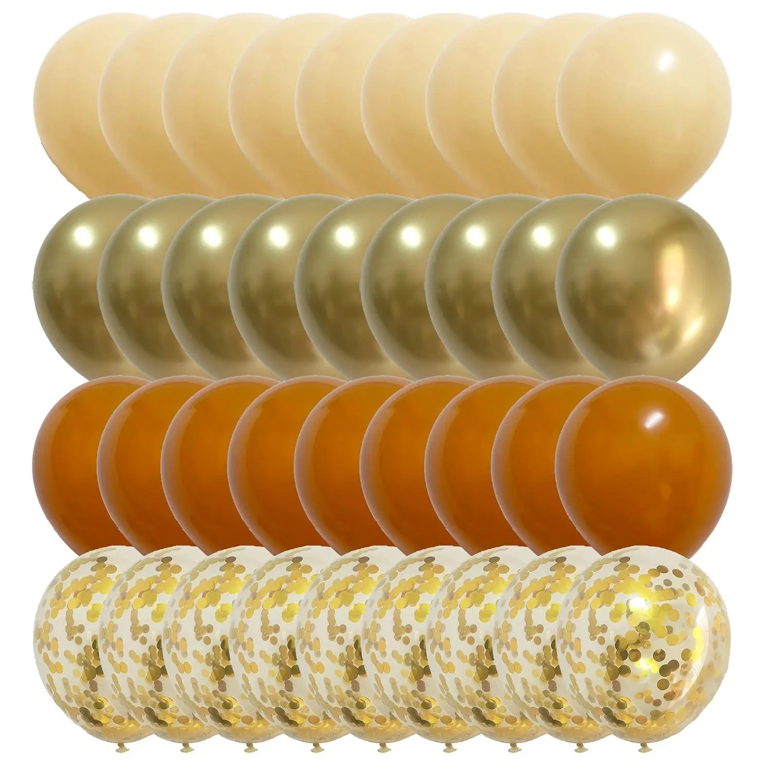 Orange Gold Nude Balloons – Metallic Cream Gold Balloons For Birthday Harvest Graduation Anniversary Party Decorations (Orange + Gold)