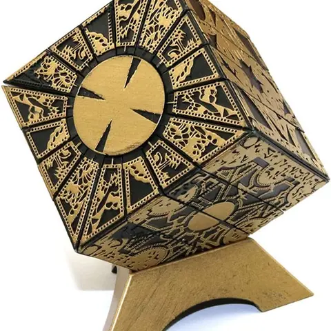 2026 Viral TikTok Detachable Hellraiser Puzzle Box - Geometric Cube Pattern, Functional Lament Configuration, Deformation Lock Fun, Display Base, Horror Movie Merch Prop, Creative Quirky Gifts for Horror Fans, Boys, Boyfriend (Halloween, Christmas)