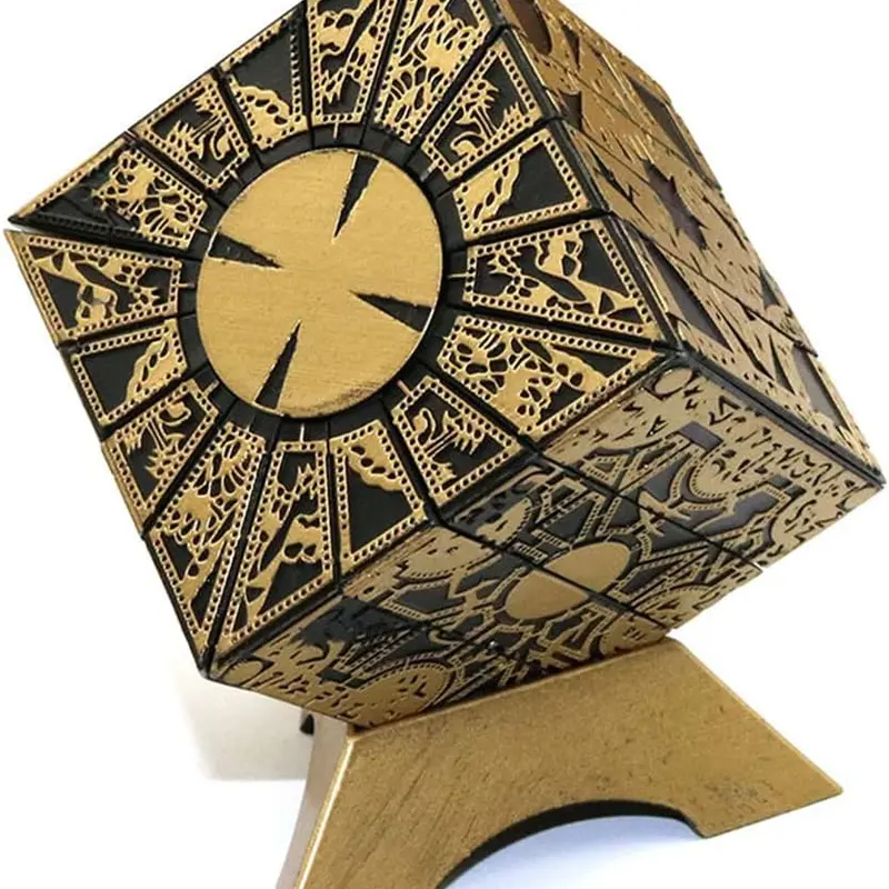 2026 Viral TikTok Detachable Hellraiser Puzzle Box - Geometric Cube Pattern, Functional Lament Configuration, Deformation Lock Fun, Display Base, Horror Movie Merch Prop, Creative Quirky Gifts for Horror Fans, Boys, Boyfriend (Halloween, Christmas)