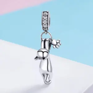 Cute Cat Dangle Charm fit for Pandora Charms Bracelet Necklace Gifts for Women