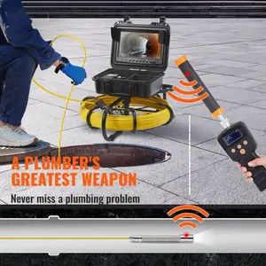 Sewer Camera with 512Hz Locator, 164 ft/50 m, 9" Pipeline Inspection Camera with DVR Function, IP68 Camera with 12 Adjustable LEDs, A 16 GB SD Card for Sewer Line, Home, Duct Drain Pipe Plumbing