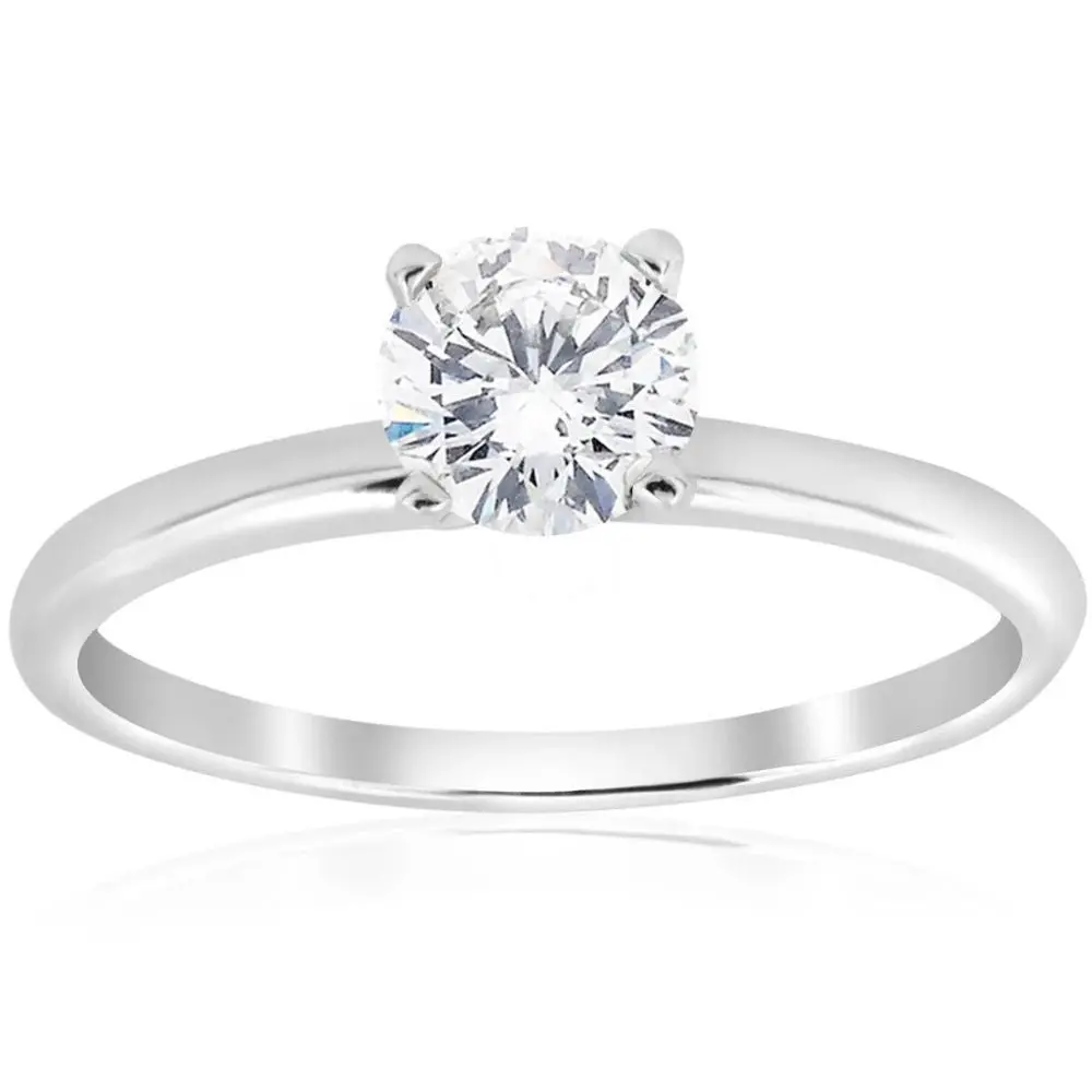 3/4 Ct Round-Cut Natural Diamond Solitaire Engagement Ring 14k White Gold 3/4 Ct Round-Cut Natural Diamond Solitaire Engagement Ring 14k White Gold