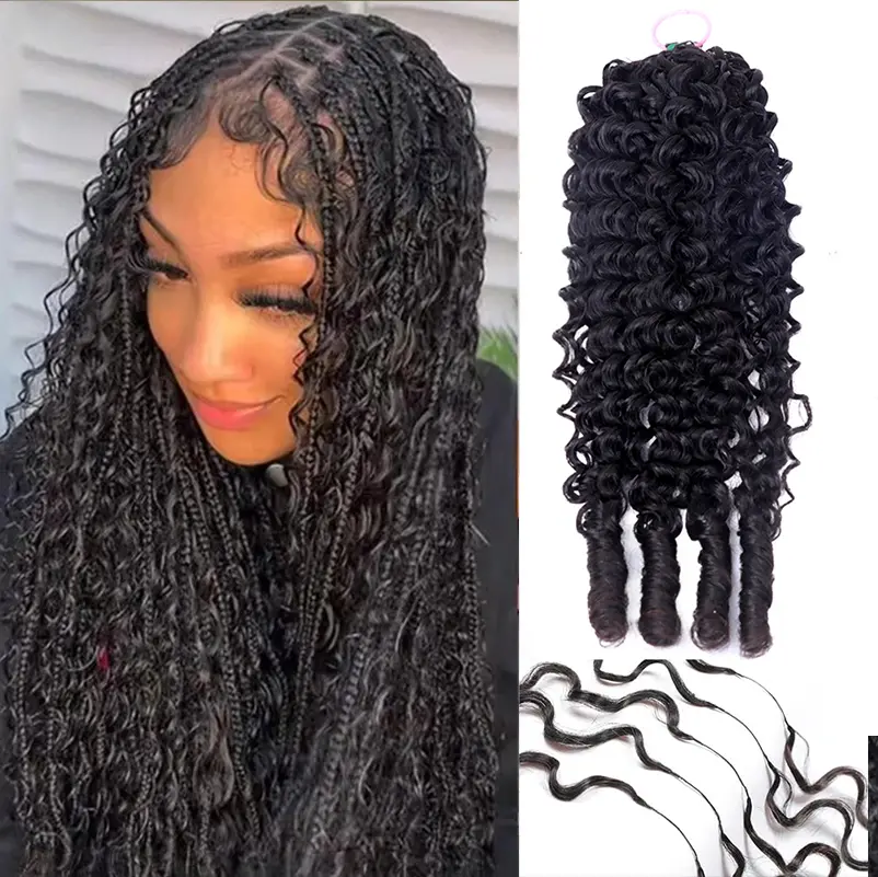 Burmese Curly Crochet Hair For Miracle Knots Invisible Pre Separated Knotless Boho Curly Crochet Hair Human Hair Long Cord Feather for Braiding 50g/Pack 4 to 5 Bundles Recommended Bling Hair Beginners Friendly Summer Wig Natural Looking Hair Extensions