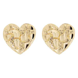 Heart Nugget Post Push Back Earring Yellow Gold 10k USA
