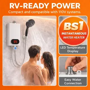 3500W Tankless Electric Water Heater with LCD Display – Instant Hot Water, Easy Install for Bathroom, Kitchen & RV