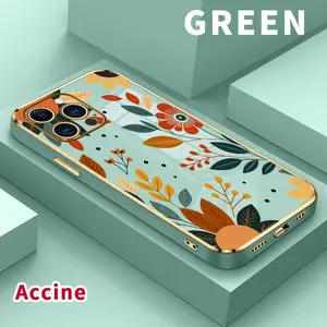 Electroplated TPU Phone Case for iPhone 17 Pro Max Air 16 15 14 Plus 13 12 11 Floral Leaf Symphony Pattern Classic Straight Design Scratch Resistant Softcase