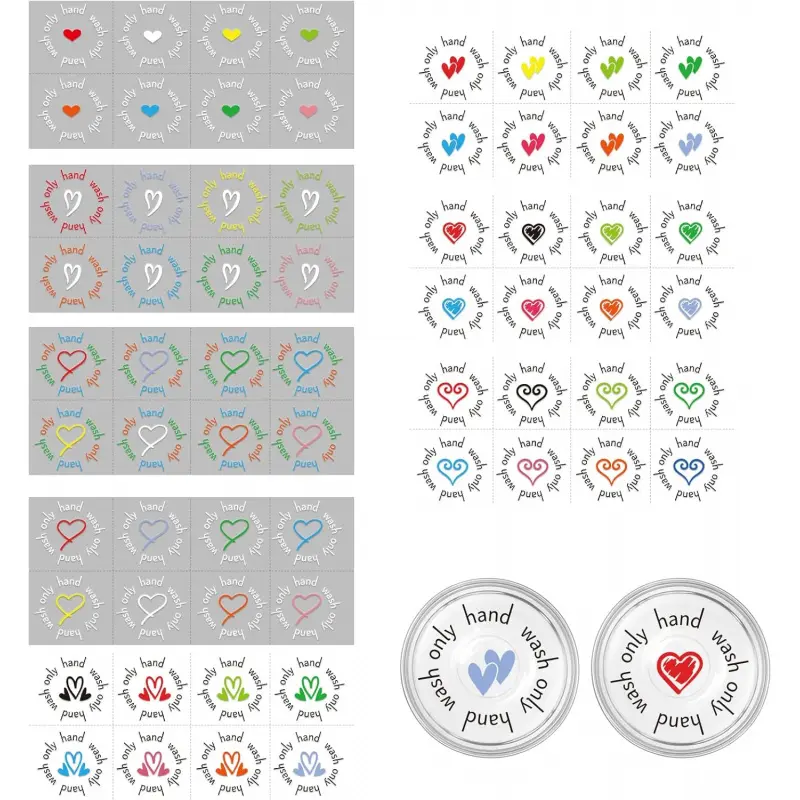 UV DTF Transfer Sticker -Hand Wash Only Sticker Signs, Heart UV DTF Cup Wraps Transfer Stickers for Glass Cups Dish, Waterproof Permanent Hand Washing Only Labels