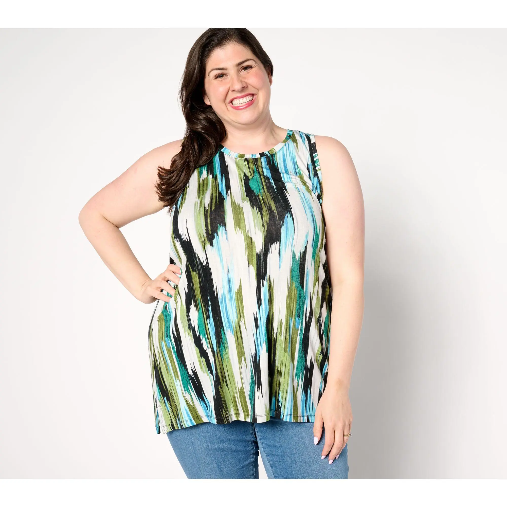 LOGO Layers by Lori Goldstein Scoopneck Tank with Side Slits