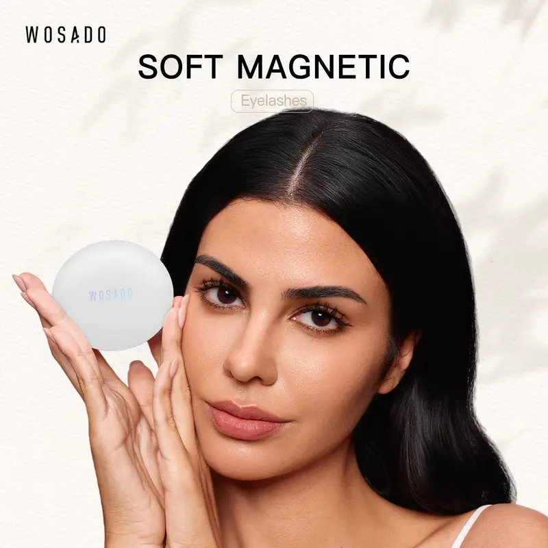 Wosado Soft Magnetic Eyelashes All-in-One Box, Eyelashes Tools Reusable, Glue-Free, Waterproof, Lightweight, Natural Style Makeup Cosmetic