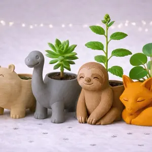Whimsical Planter Decor - Adorable 3D Printed Succulent and Small Plant Pots for Home & Office Decor