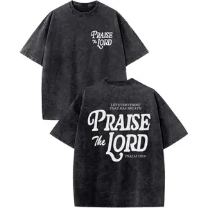 Christian Jesus Shirts for Men Religious Praise The Lord Bible Verse Shirt Oversized Graphic Tees Acid Wash Tshirt