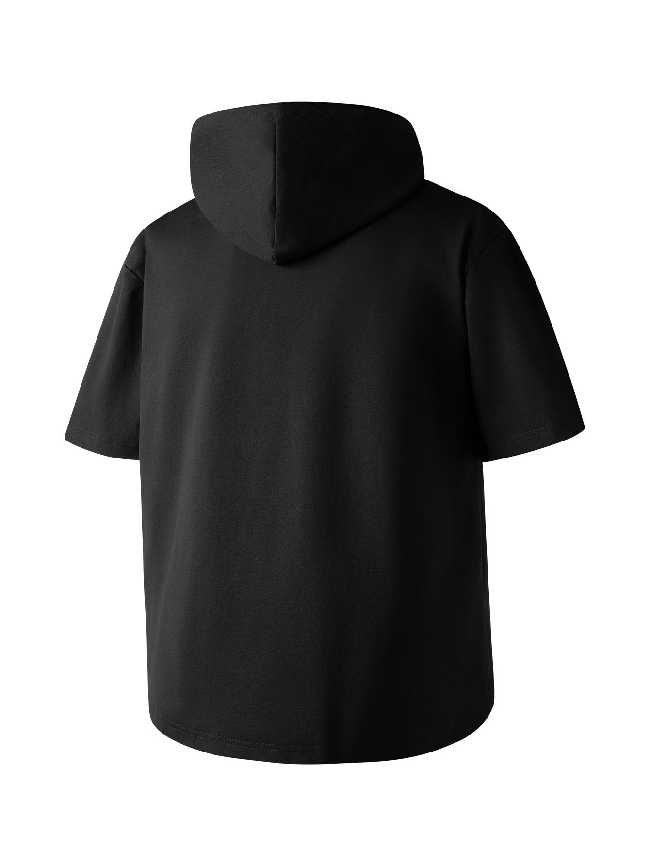 Men’s short-sleeve hoodie, quick-dry ice cool breathable hooded T-shirt, loose-fit casual athletic top for gym workouts and everyday wear