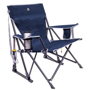 GCI OUTDOOR Kickback Rocker Camping Chair | Portable Folding Rocking Chair with Durable Armrests, Drink Holder & Relaxed Lowered Seat for Comfort