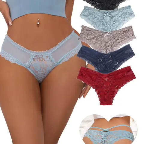 Women's Lace Panty Cotton Soft Comfy Breathable Underwear Everyday Knicker Briefs Panties Strings Lace Lingerie Naughty Cheeky Underwear for Daily Wear Sexy  Naughty Cheeky Women's Underwear for All Seasons Plus Size XS-4XL