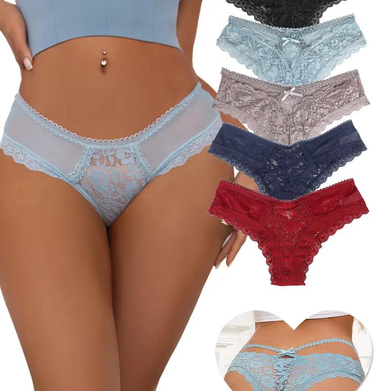 Women's Lace Panty Cotton Soft Comfy Breathable Underwear Everyday Knicker Briefs Panties Strings Lace Lingerie Naughty Cheeky Underwear for Daily Wear Sexy  Naughty Cheeky Women's Underwear for All Seasons Plus Size XS-4XL
