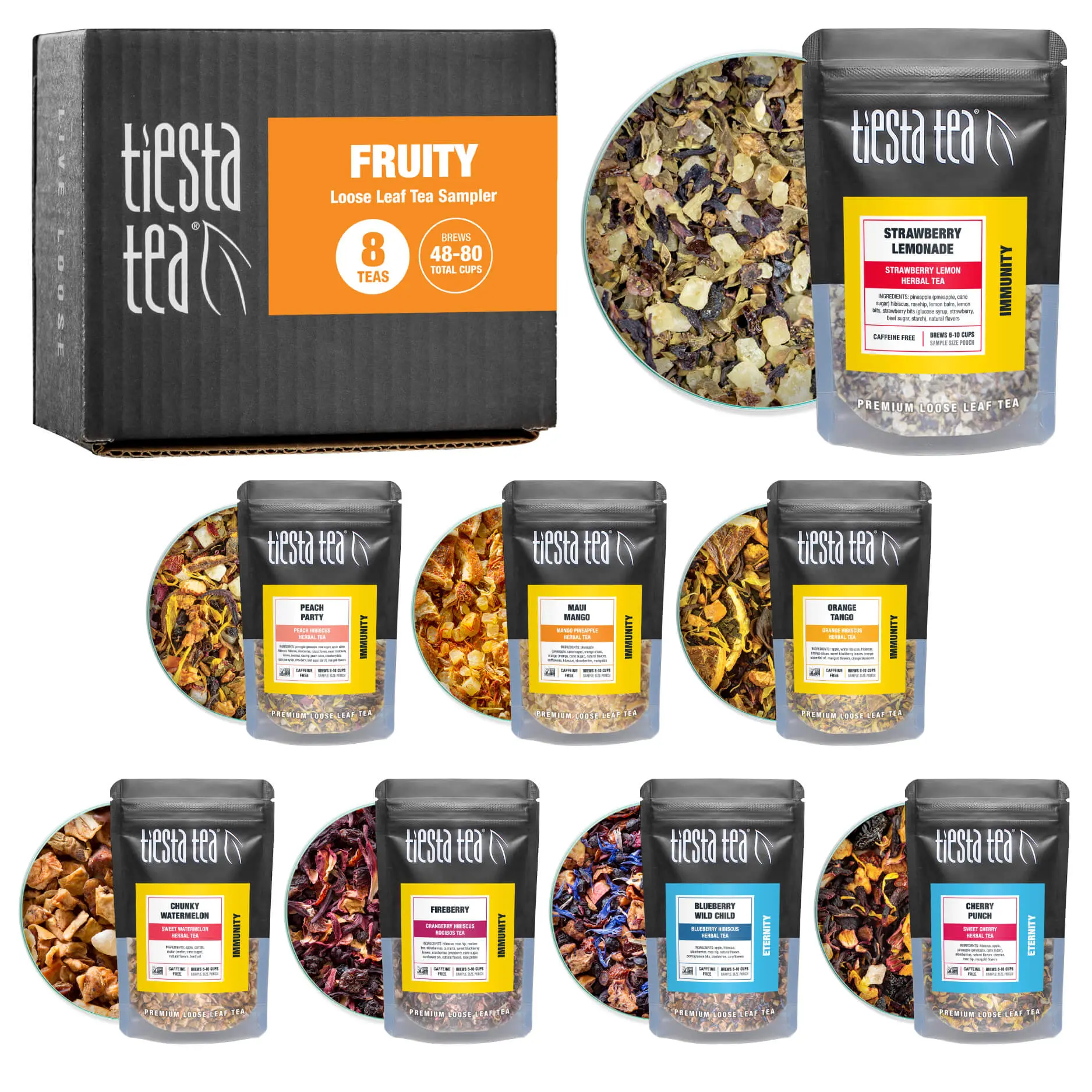 Fruity Loose Leaf Tea Sampler, Assorted Flavor Gift Set | Tiesta Tea