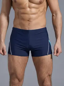 Men's One-Piece Swimsuit Drawstring Waist High Elasticity Tight-Fitting Short Swimwear, Sporty Design for Comfortable Swimming Swimming Trunks, Swim Shorts