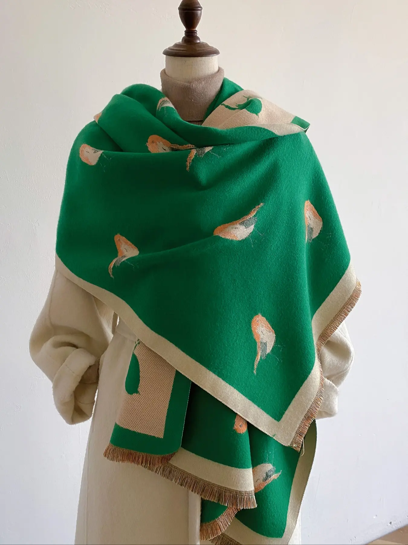 Elegant Fashionable Autumn Winter Print Scarf, Casual Warm Comfortable Shawl Wrap, Perfect for Parties Daily Wear, Thick Woven Fabric