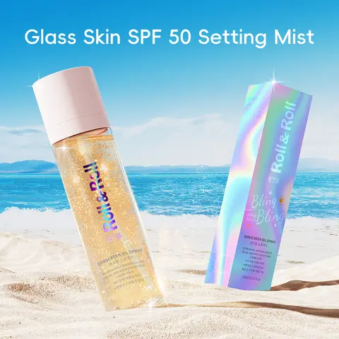 K-beauty Bling Bling Facial Sunscreen Setting Spray SPF 50 - 100ml (3.52 fl oz), Waterproof, Non-Greasy, Radiant Glow, Hyaluronic Acid Infused, Combination Skin Repair Hydrator