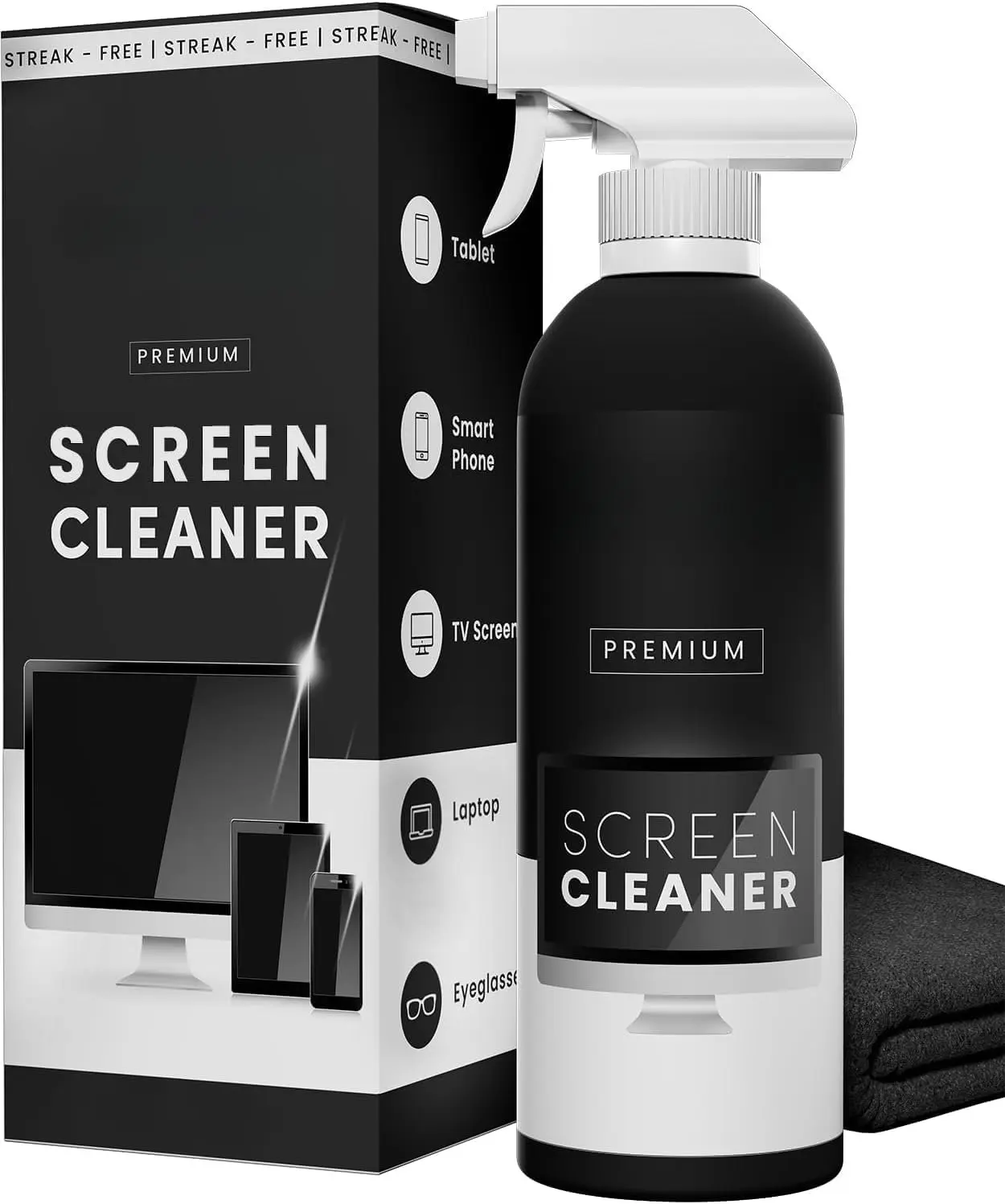 Screen Cleaner Spray Kit (Streak-Free) TV Screen Cleaner for  TV, LCD, LED, OLED | Computer Screen Cleaner Spray and Wipe Microfiber Cloth for TV, , Laptop, iPad,  & More - 1 Pack
