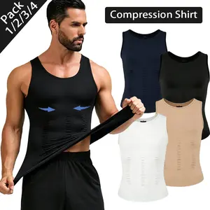 1/2/3 Pack Menswear Compression Shapewear Vest Tank Top UnderwearSleeveless Breathable Tummy Control Light weight