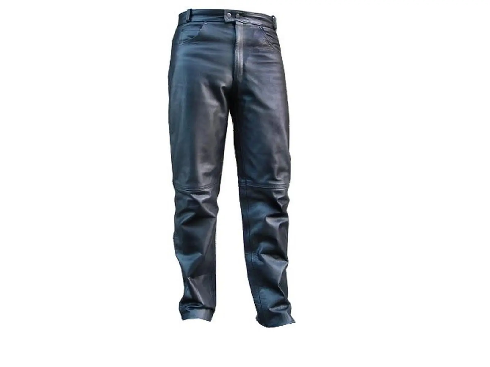 Shelter 607-40 Thick Leather Motorcycle Riding Pants, 5 Outside Pockets, Zip Closure, Size 40, Five Outside Pockets