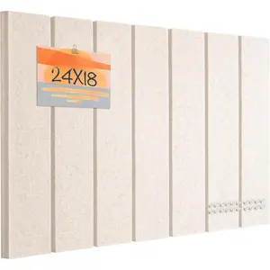 Bulletin Board, 24 x 18 inches Cork Board Alternative for Wall, Felt Board Decorative Pin Board with 20 Pushpins - Oatmeal Stripes