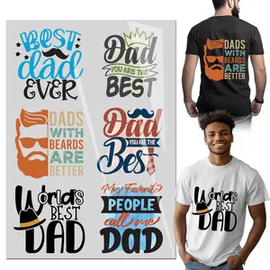 6PCS Father's Day Iron On Transfer T-Shirt Stickers DTF transfers Ready to Press for DIY T-Shirt Clothing Coat Jeans Backpacks