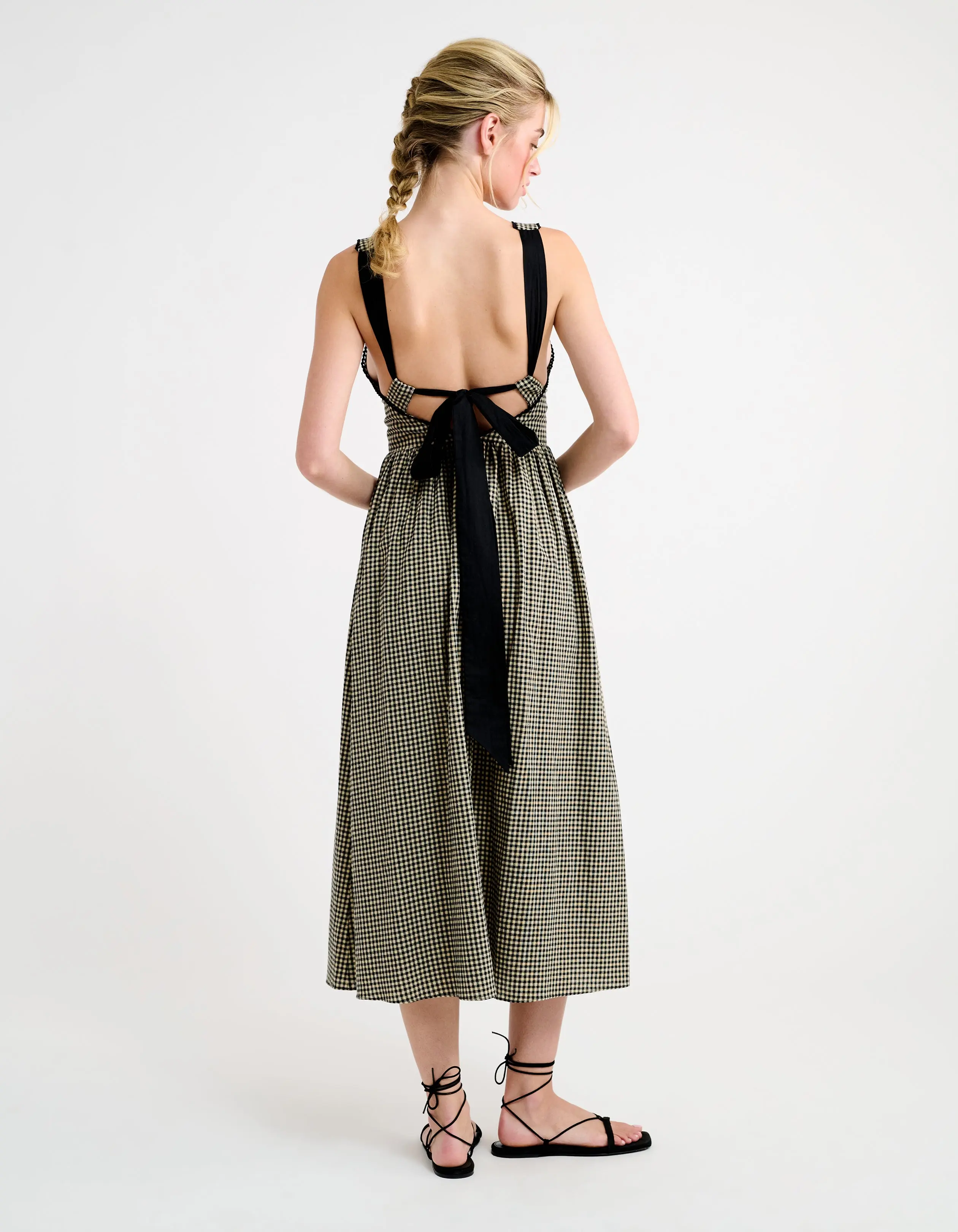Toulouse Midi Dress | Black Gingham