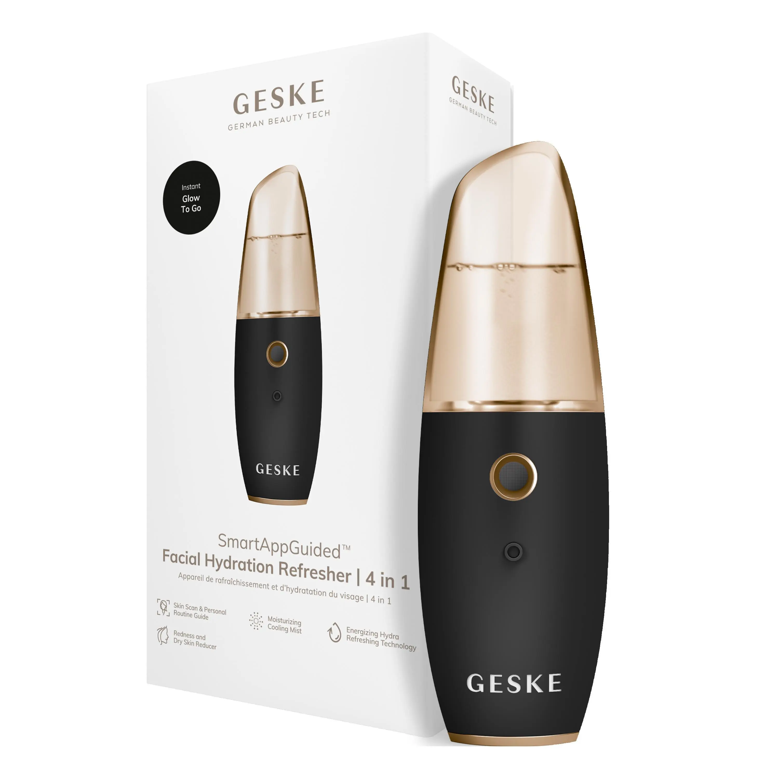 GESKE SmartAppGuided™ Facial Hydration Refresher | 4 in 1 | Water Atomizer | Moisturizing Spray Machine | Face Mister | Humidifier for Natural Glow | Reduce Redness & Dry Skin