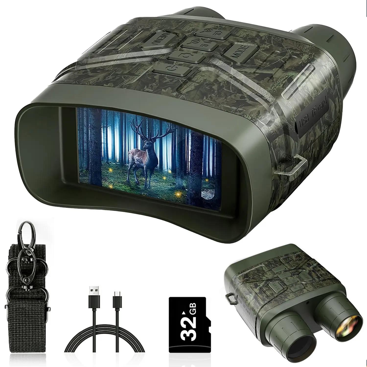 4K Night Vision Goggles Night Vision Binoculars For Adults, Action Cameras for Camping Outdoor 3'' Large Screen Binoculars Photograph Save Photo And Video With 32GB TF Card & Rechargeable Lithium Battery Field Observation Black/Green